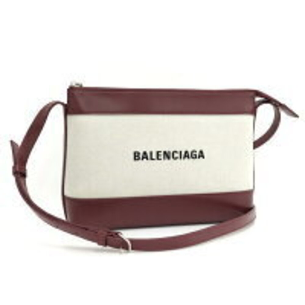 BALENCIAGA Shoulder Bag Leather Canvas Bordeaux Red